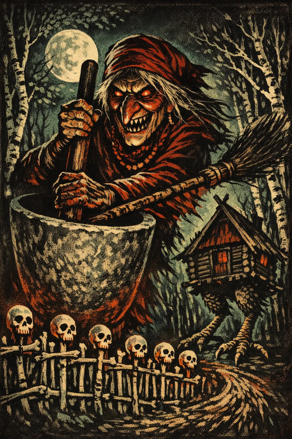 Baba Yaga — Backlot 1931: Hand-painted studio-era lithograph poster