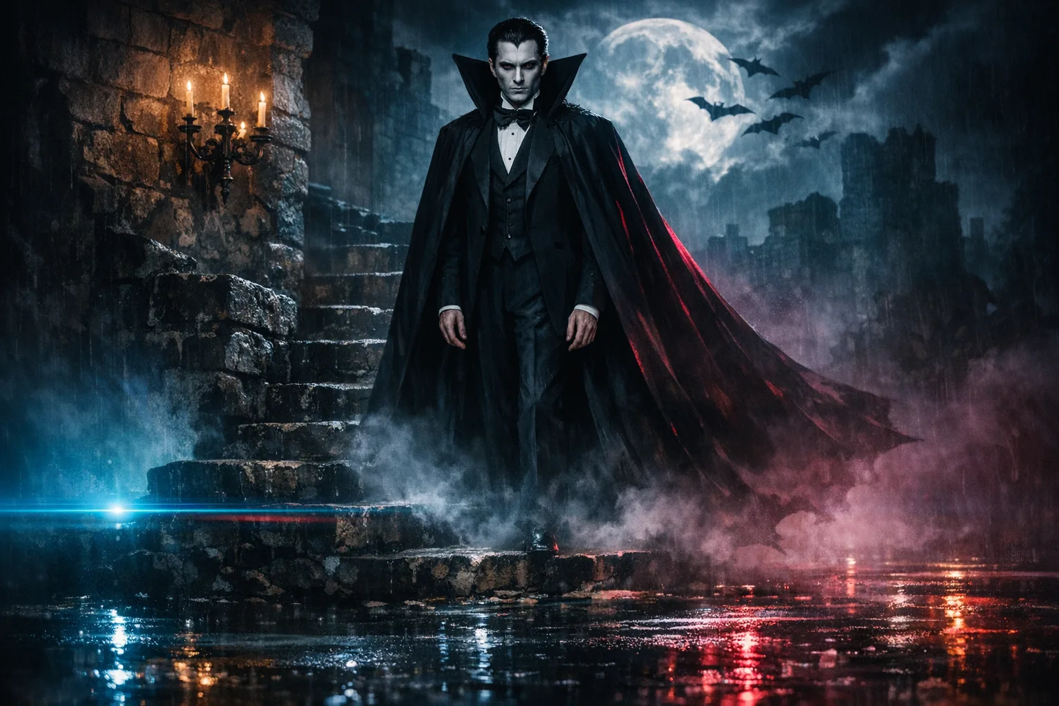 Dracula — Neon Noir: Modern anamorphic cinema, rain and coloured rim light