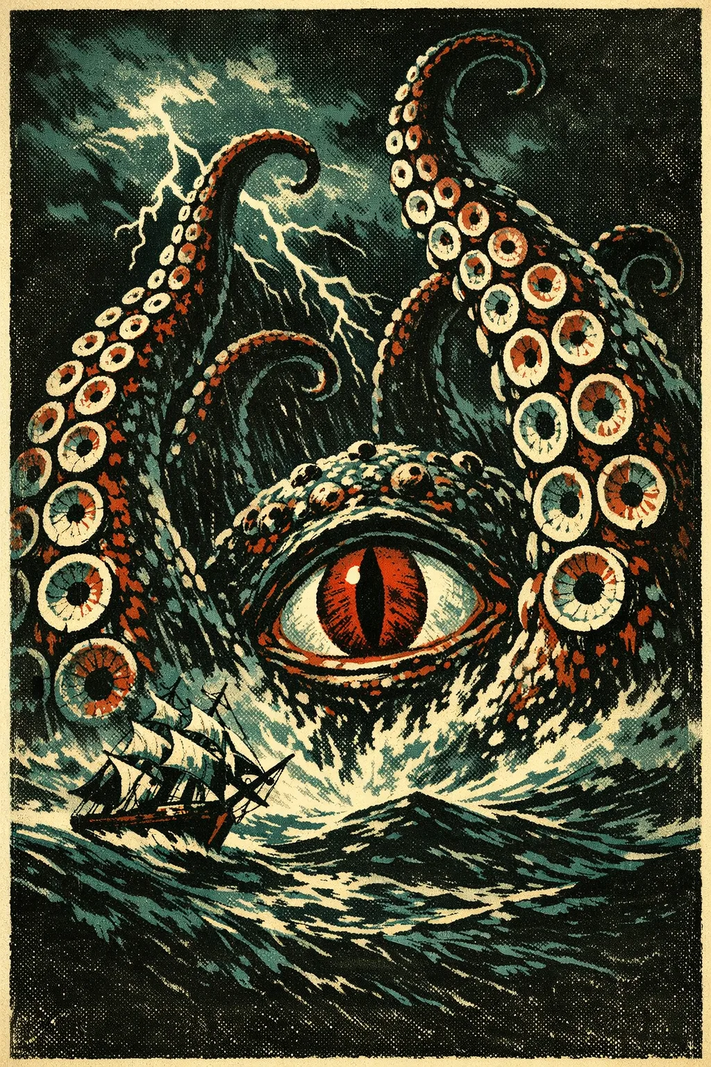 The Kraken — Backlot 1931: Hand-painted studio-era lithograph poster