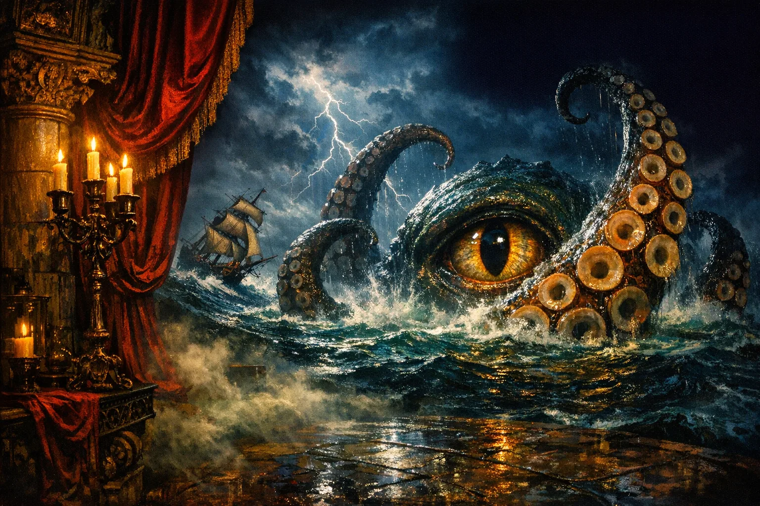 The Kraken — Hammer Technicolor: 1960s British gothic, lurid saturated colour