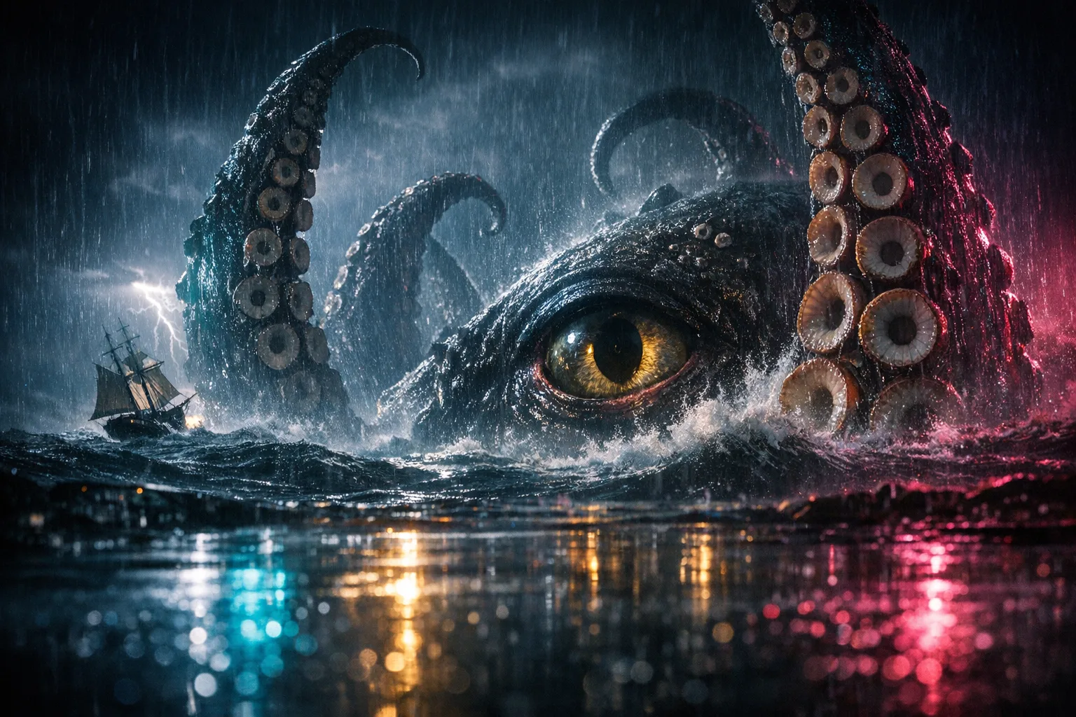 The Kraken — Neon Noir: Modern anamorphic cinema, rain and coloured rim light