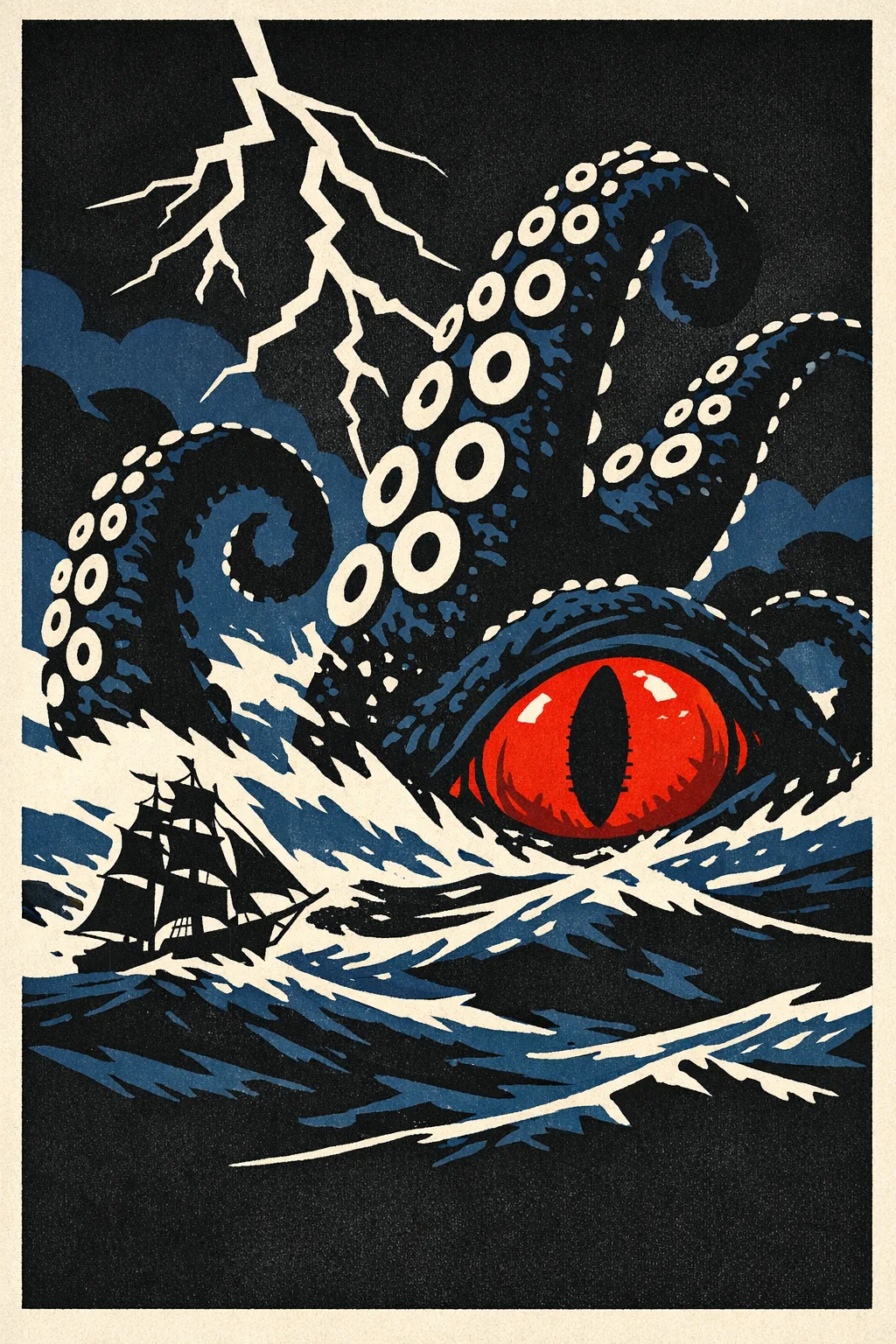 The Kraken — Limited Screenprint: Contemporary gallery screenprint, flat spot colour