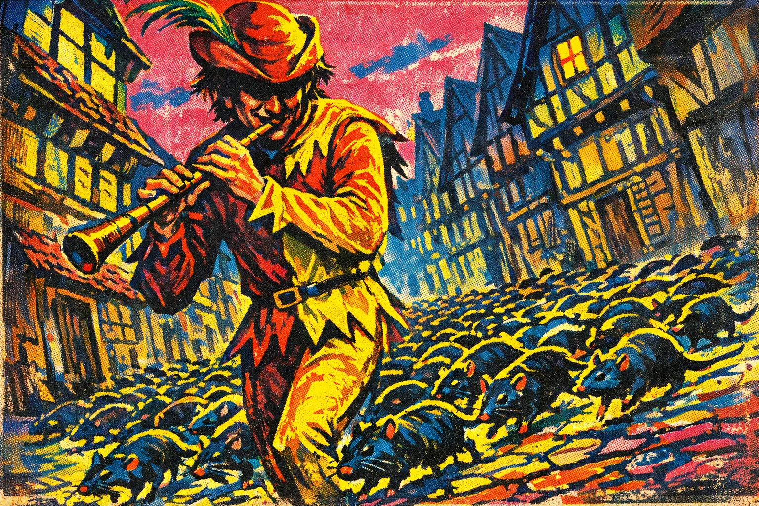 The Pied Piper — Drive-In Pulp: 1950s painted pulp cover, garish and kinetic