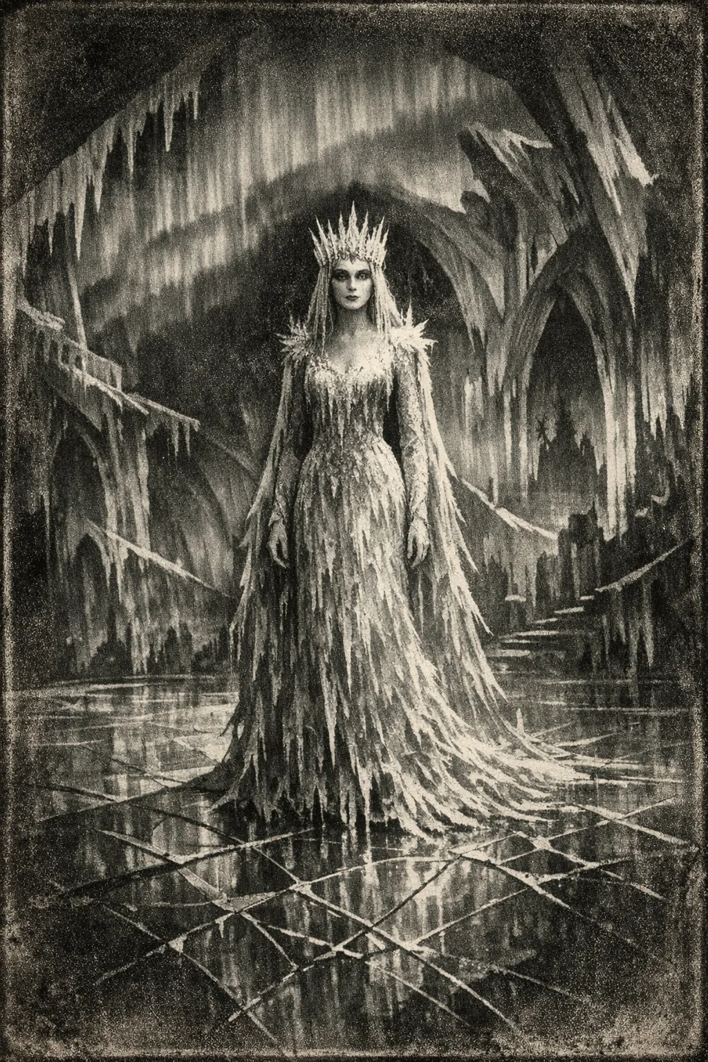 The Snow Queen — Expressionist 1922: German silent-era, hard shadow and warped architecture