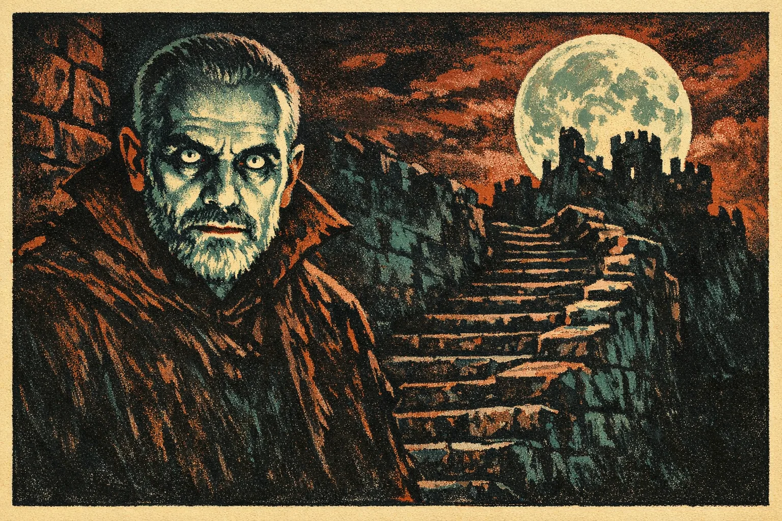 Silas rendered as a Backlot 1931 film still: You are the monster in the reel they cut