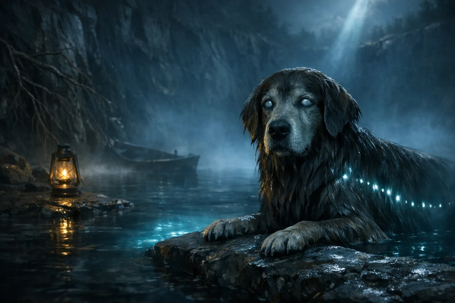 Rufus rendered as a The Black Water film still: They are what lives under the black water