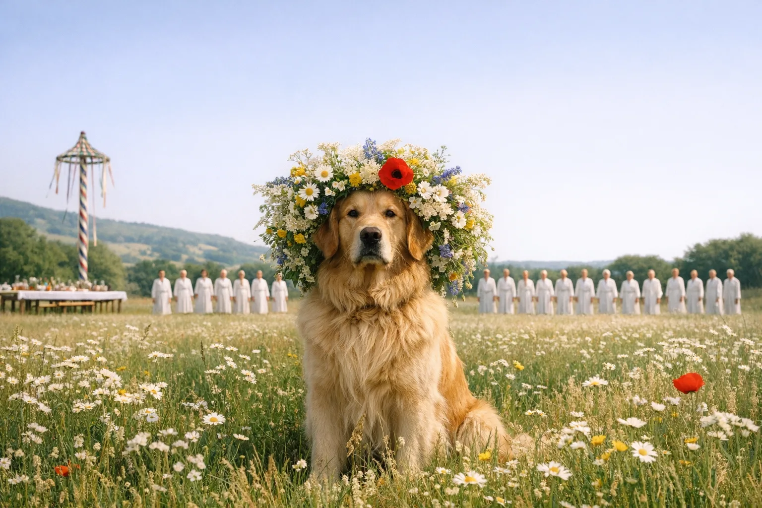 Rufus rendered as a Daylight Cult film still: They are the one the village crowned