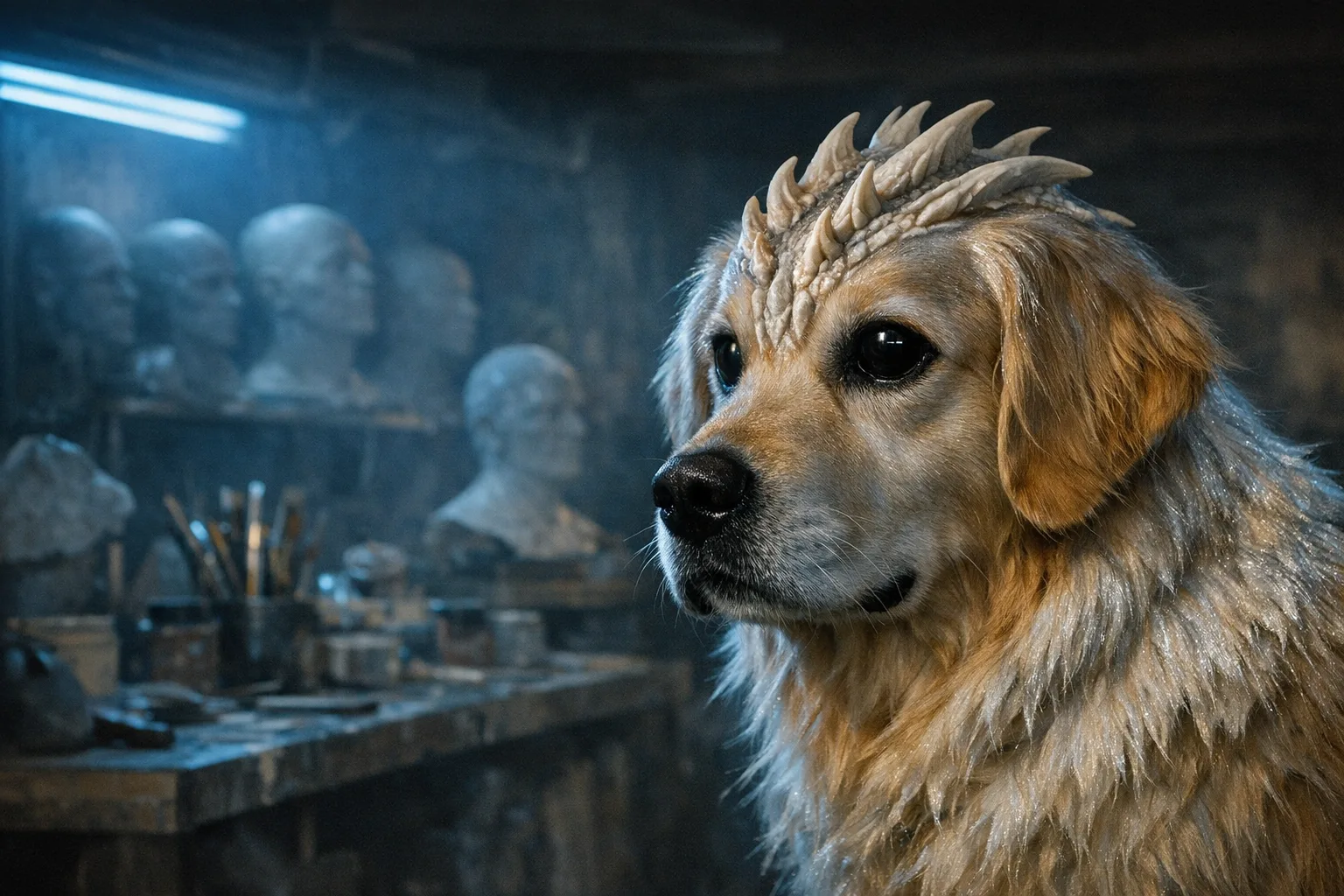 Rufus rendered as a Foam & Latex film still: They are the design they built by hand