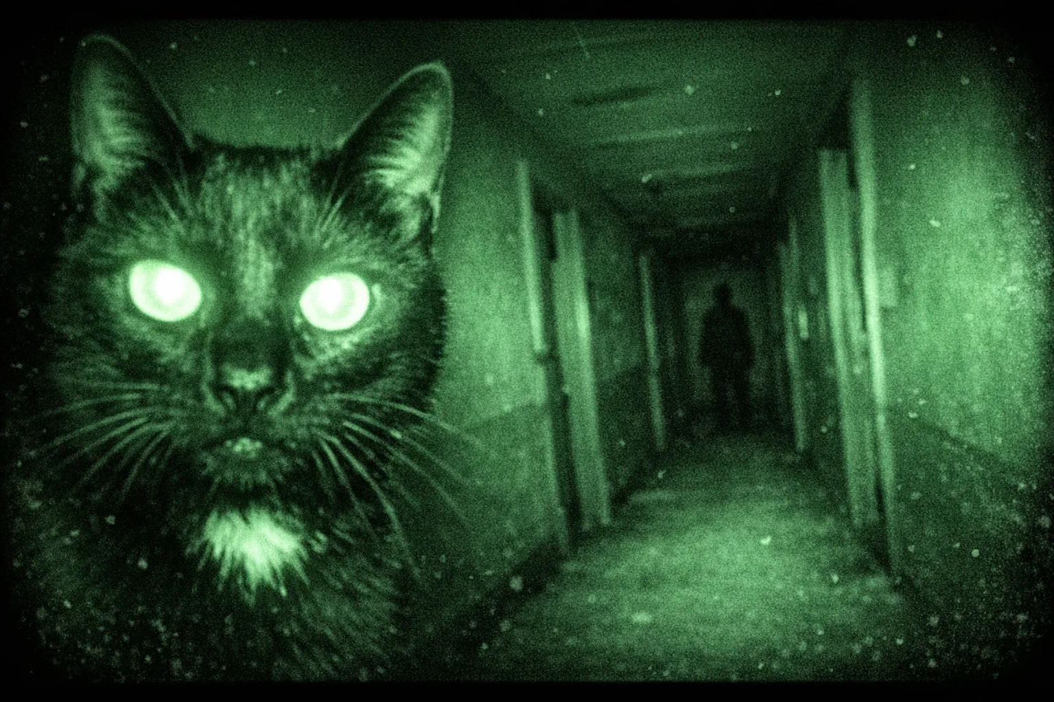 Nadia rendered as a Found Footage film still: They are the last frame on the camcorder