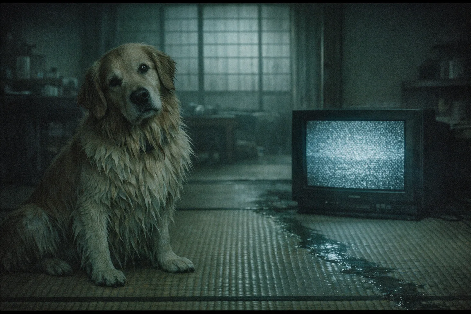 Rufus rendered as a J-Horror 2002 film still: They are the one who came through the screen