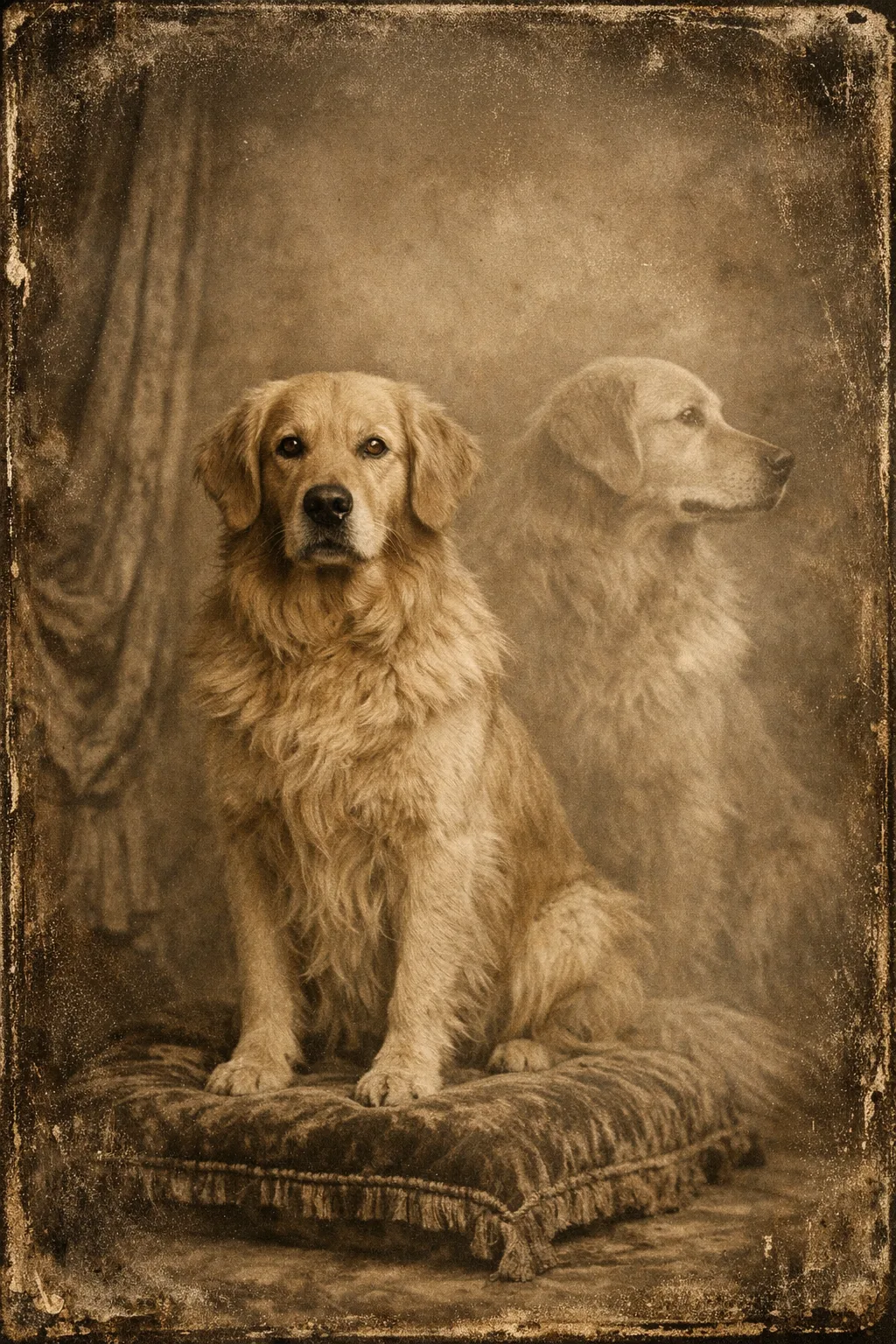 Rufus rendered as Spirit Photograph 1885: They are the sitter, and the visitor