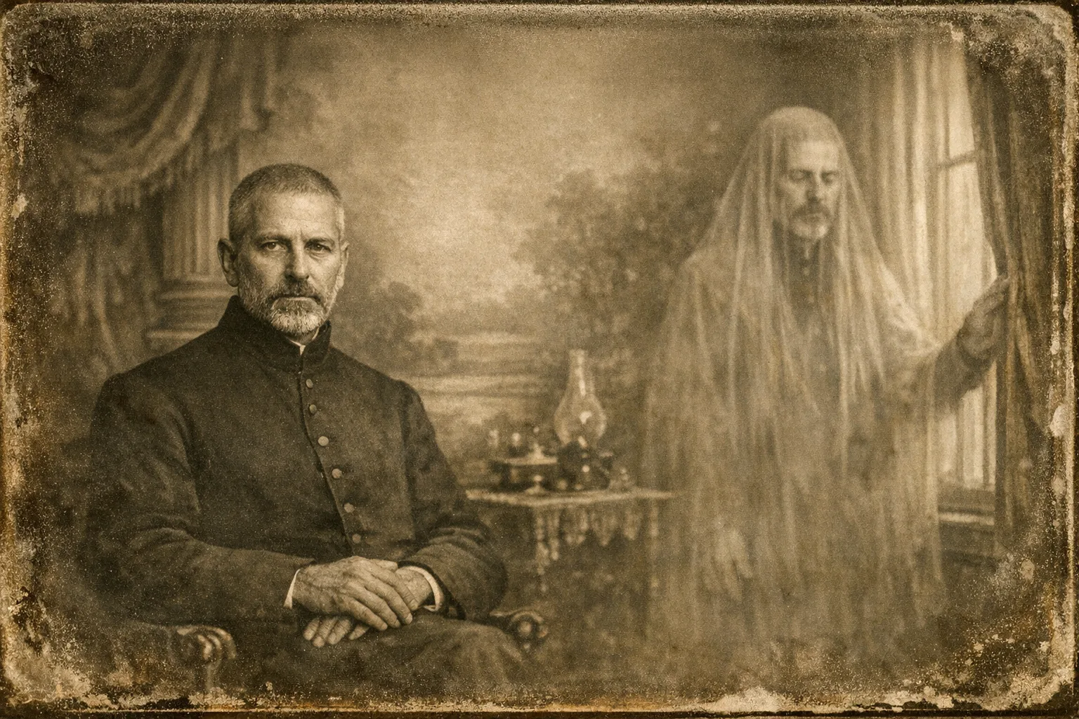 Silas rendered as a Spirit Photograph 1885 film still: You are the sitter, and the visitor