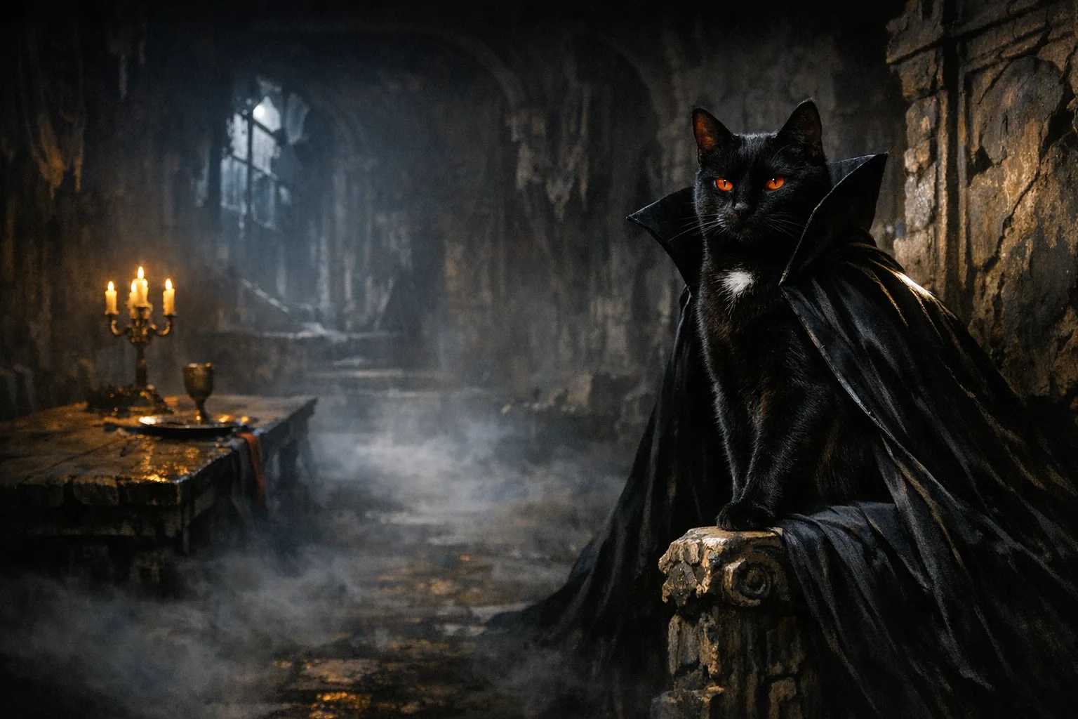 Nadia rendered as a The Vampire film still: They are the count, ancient and awake