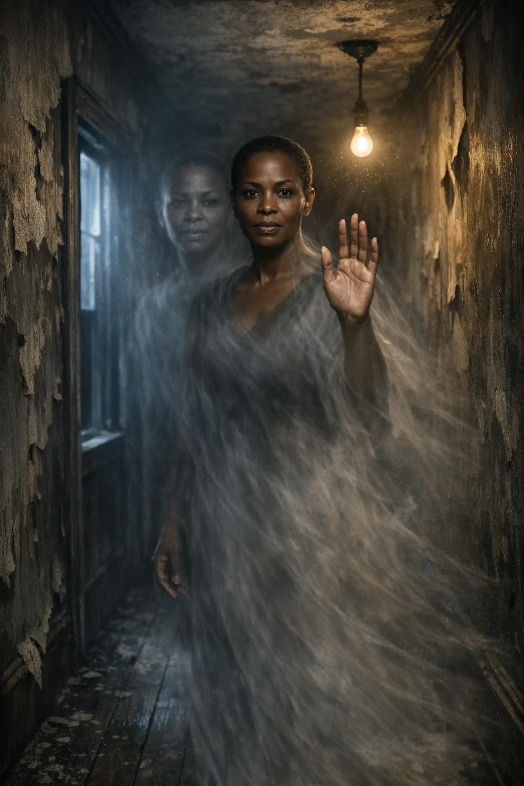 Imani rendered as The Wraith: Spectral, translucent, long exposure